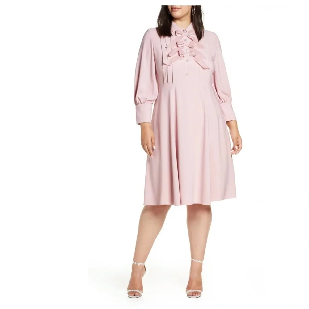 Halogen Pink Ruffle-Front Midi Dress - Picture 13 of 13